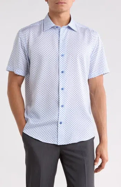 David Donahue Leaf Print Short Sleeve Shirt