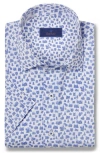 David Donahue Lyocell Short Sleeve Sport Shirt In Blue