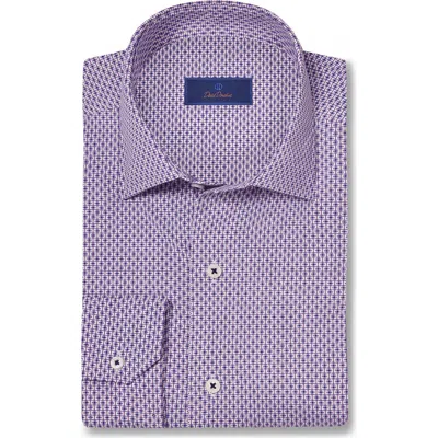 David Donahue Medallion Print Performance Sport Shirt
