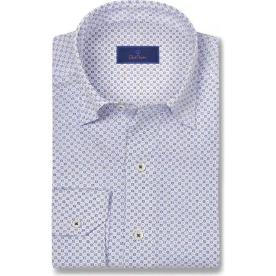 David Donahue Medallion Print Performance Sport Shirt