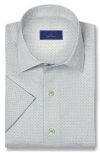 David Donahue Medallion Print Short Sleeve Button-up Shirt In Brown