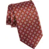 David Donahue Medallion Print Silk Tie In Brown