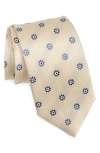 David Donahue Medallion Silk & Linen Tie In Sand