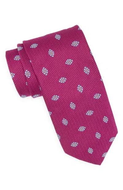 David Donahue Medallion Silk Tie In Pink