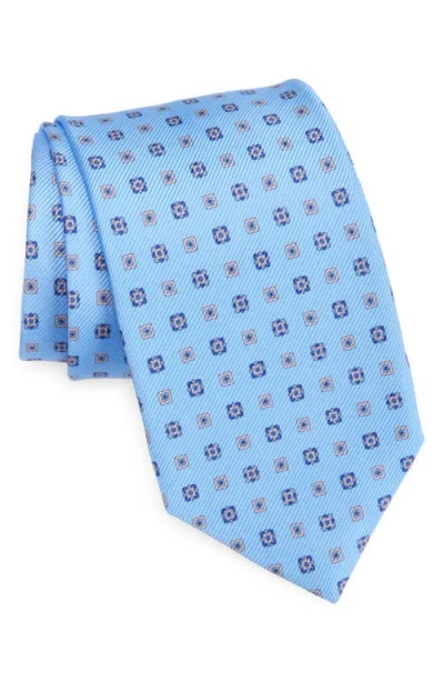 David Donahue Medallion Silk Tie In Blue