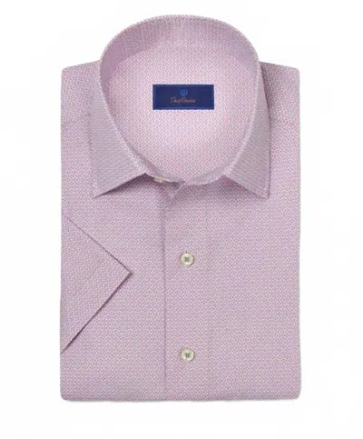 David Donahue Men's Berry Micro Print Short Sleeve Shirt In Pink