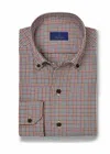 David Donahue Men's Casual Button Down Shirt In Merlot/multi In Multi