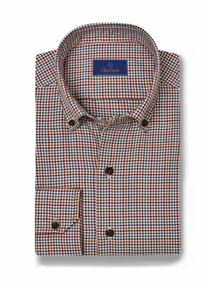 David Donahue Men's Casual Button Down Shirt In Merlot/multi