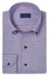 David Donahue Micro Dobby Cotton Dress Shirt In Lilac/multi
