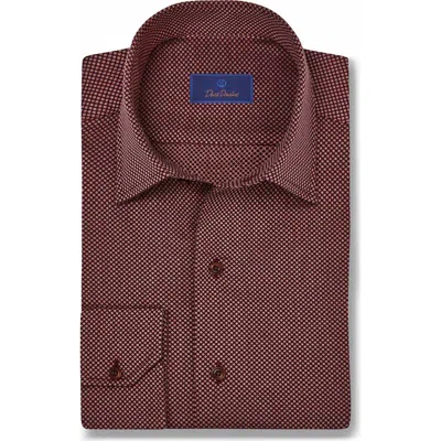 David Donahue Micro Dobby Dot Cotton Sport Shirt In Merlot