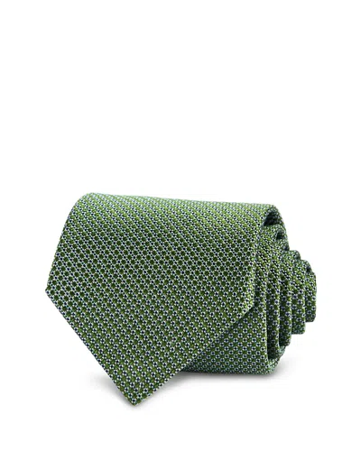 David Donahue Micro Geo Pattern Silk Classic Tie In Green