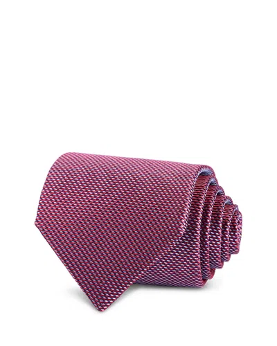 David Donahue Micro Geo Pattern Silk Classic Tie In Pink