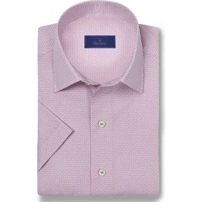 David Donahue Micro Print Short Sleeve Shirt In Multi
