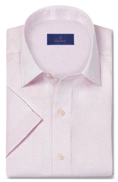David Donahue Micro Print Short Sleeve Shirt In Pink