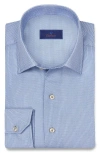 David Donahue Micropattern Pima Cotton Dobby Button-up Shirt In Blue