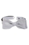David Donahue Micropattern Silver Silk Bow Tie In Silver