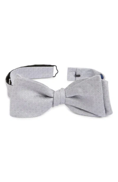 David Donahue Micropattern Silver Silk Bow Tie