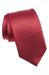 David Donahue Neat Basket Weave Silk Tie In Red