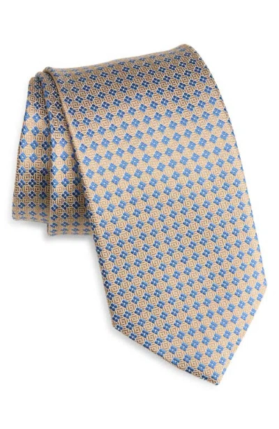 David Donahue Neat Diamond Silk Jacquard Tie In Brown