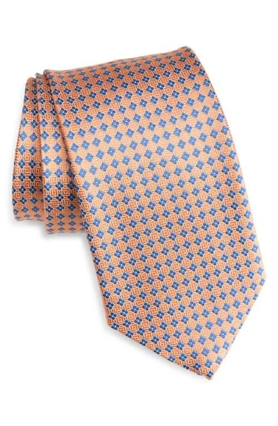 David Donahue Neat Diamond Silk Jacquard Tie In Gray
