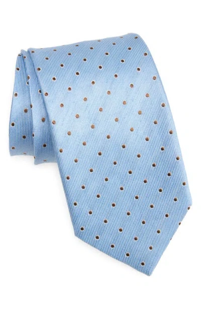 David Donahue Neat Dot Silk & Cotton Tie In Blue