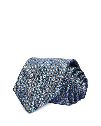 David Donahue Neat Jacquard Classic Silk Tie In Blue