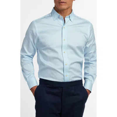 David Donahue Neat Print Cotton Button-up Shirt In Blue