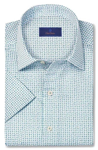 David Donahue Neat Print Lyocell Short Sleeve Shirt In Multi