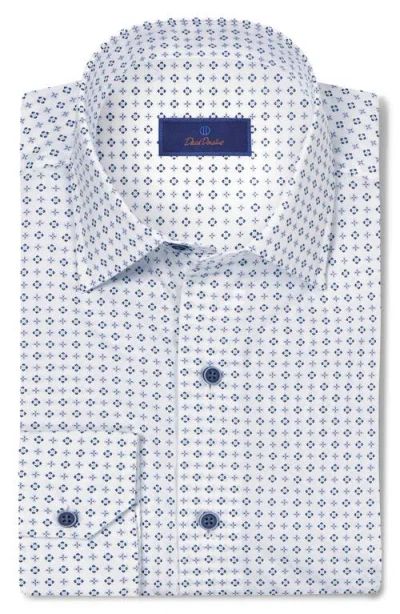 David Donahue Neat Print Sport Shirt In Blue