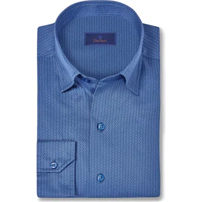 David Donahue Neat Print Sport Shirt In Blue