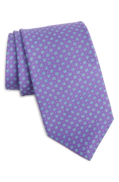 David Donahue Neat Silk Tie In Purple
