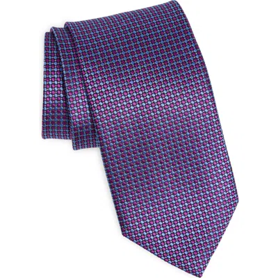 David Donahue Neat Silk Tie In Berry