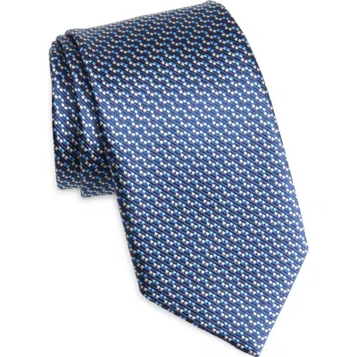 David Donahue Neat Silk Tie In Blue