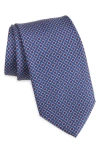 David Donahue Neat Silk Tie In Blue