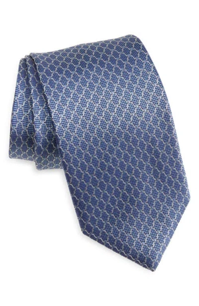 David Donahue Neat Silk Tie In Blue