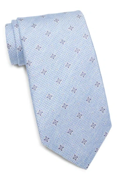 David Donahue Neat Silk Tie In Blue