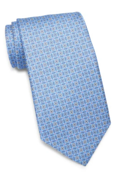 David Donahue Neat Silk Tie In Blue