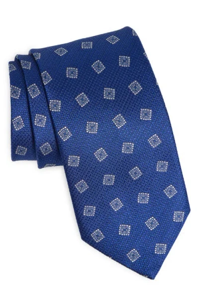 David Donahue Neat Silk Tie In Blue