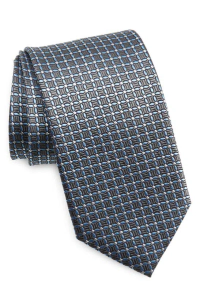 David Donahue Neat Silk Tie In Charcoal