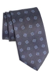 David Donahue Neat Silk Tie In Charcoal
