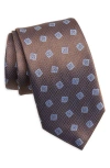 David Donahue Neat Silk Tie In Chocolate
