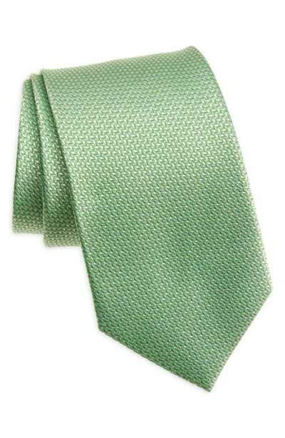 David Donahue Neat Silk Tie In Grass