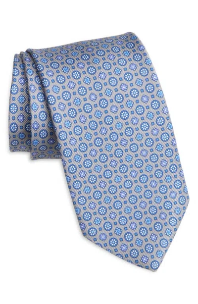 David Donahue Neat Silk Tie In Gray