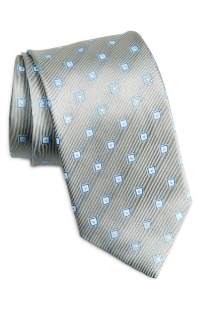 David Donahue Neat Silk Tie In Grey
