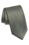 David Donahue Neat Silk Tie In Green