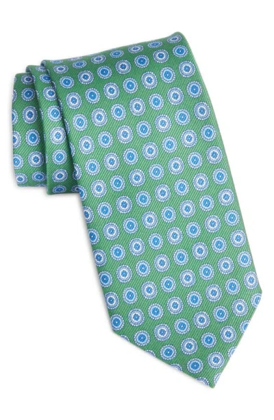 David Donahue Neat Silk Tie In Green