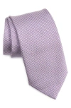 David Donahue Neat Silk Tie In Lilac/ White