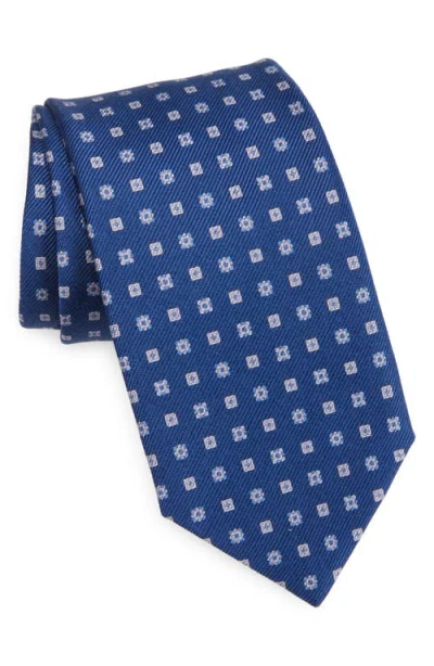 David Donahue Neat Silk Tie In Navy