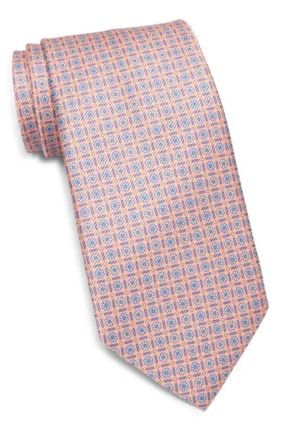 David Donahue Neat Silk Tie In Pink