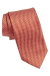 David Donahue Neat Silk Tie In Orange